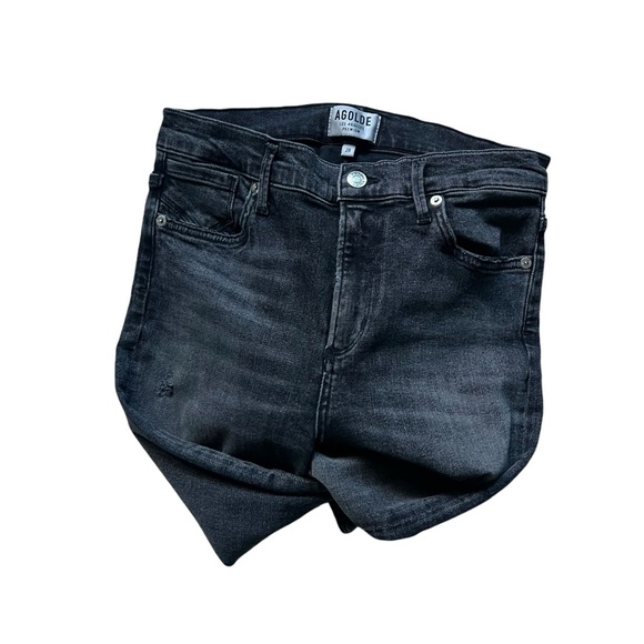 AGOLDE Sophie High Rise Distressed Skinny In Dark Gray Silence Wash Size 28 - Picture 5 of 13